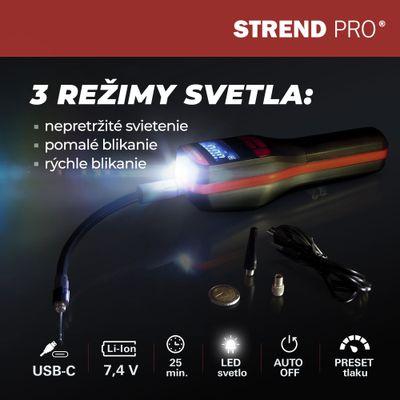 Kompresor Strend Pro K25, ručný, 150 psi, 10 bar, LED svetlo, akumulátorová pumpička