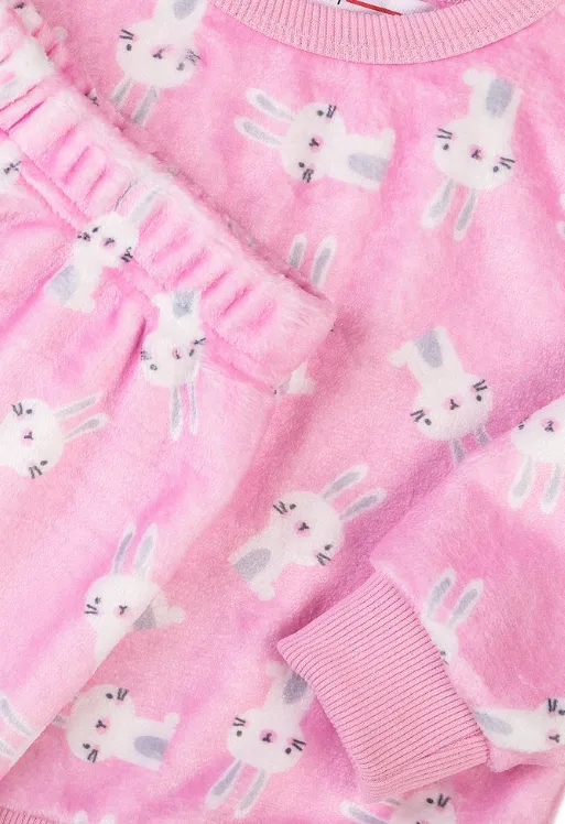 Pyžamo dievčenské fleecové, Minoti, TG PYJ 22, ružová, veľ. 104-110