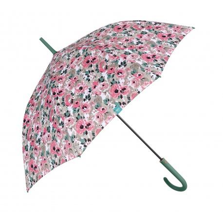 PERLETTI Time, Dámsky palicový dáždnik Peonie / ružový, 26303