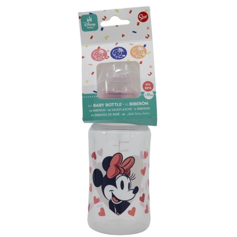 STOR Dojčenská fľaša Minnie Mouse s antikolikovým systémom, 240ml, 10702