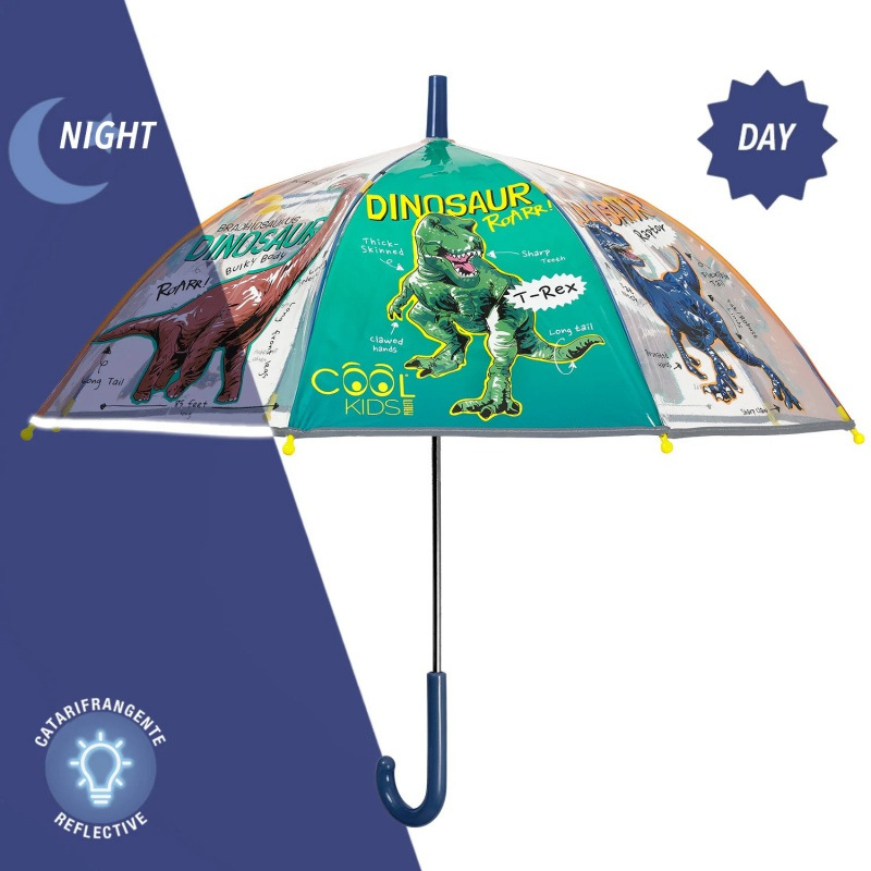 Detský reflexný transparentný dáždnik Perletti Cool Kids "Dinosaur", 15653 2