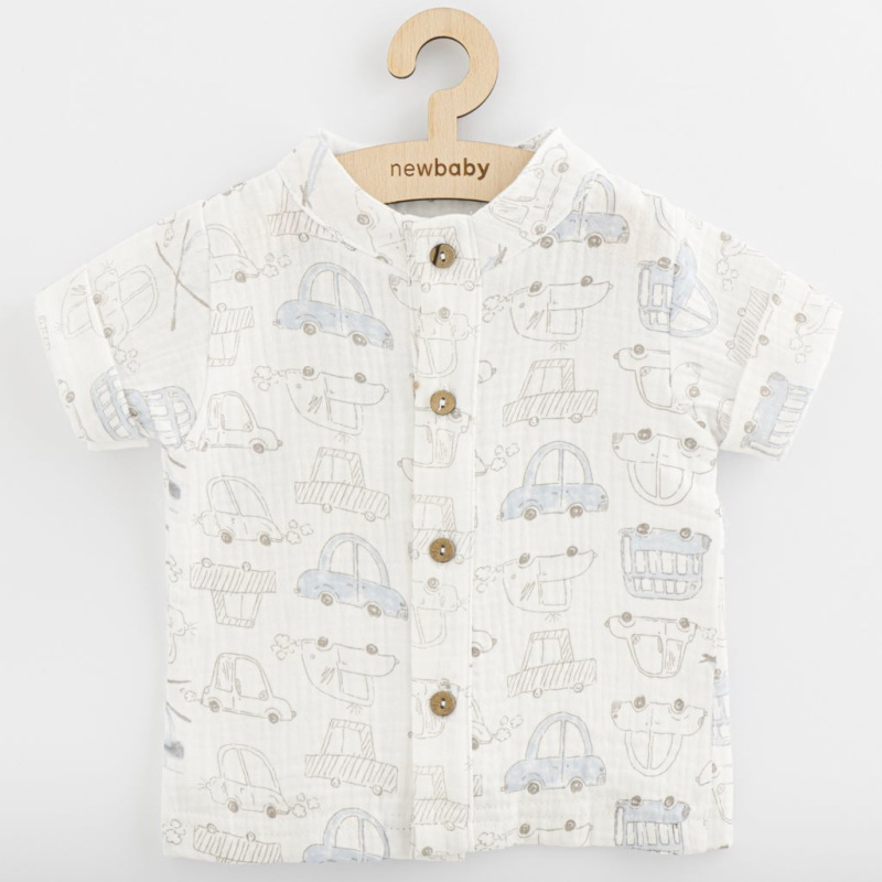 Dojčenská mušelínová košeľa s kraťasmi New Baby My Cars 68 (4-6m) 1