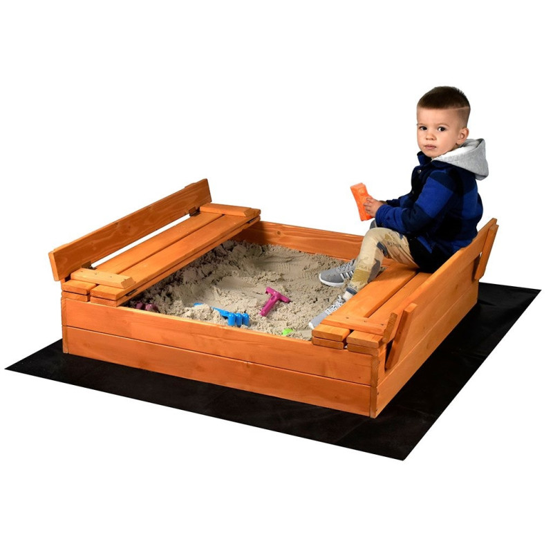 Detské drevené pieskovisko s poklopom a lavičkami Baby Mix 100x100 cm 3