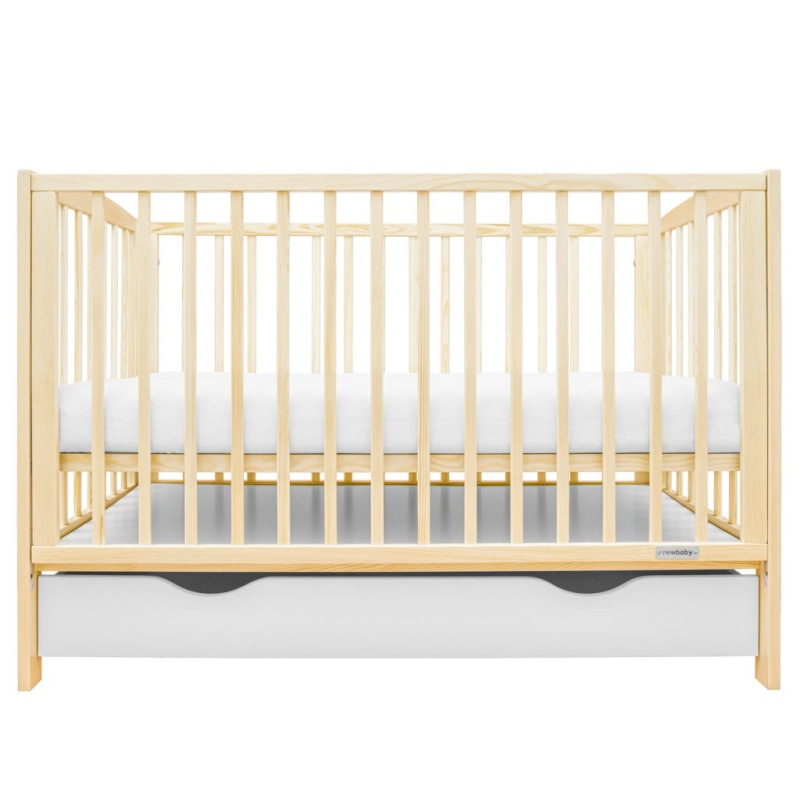 Detská postieľka New Baby LILLY so sťahovacou bočnicou a šuplíkom prírodná 3