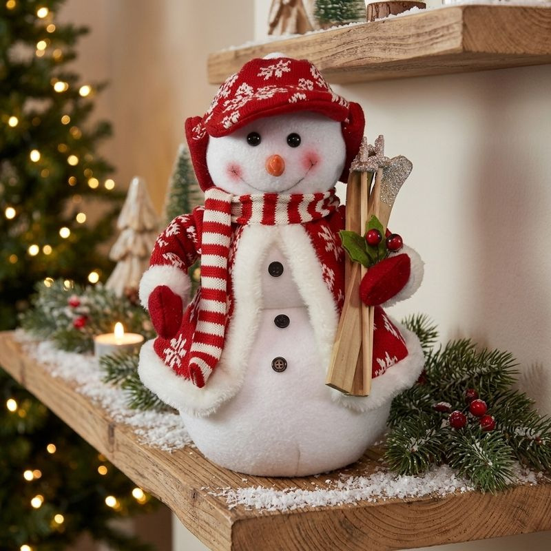 Dekorácia MagicHome Vianoce, Snehuliak s lyžami, 30 cm 1
