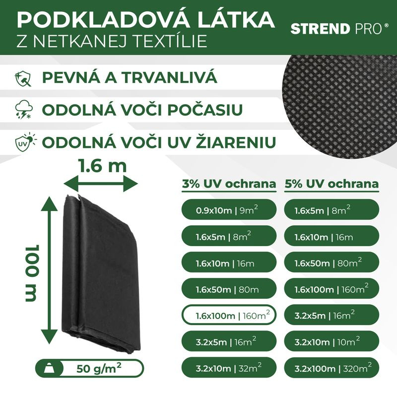 Textília Garden B4407 1,6x100 m, netkaná, 50 g/m, 3% UV čierna rolka 2
