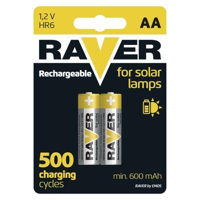 Batéria RAVER SOLAR HR6, nabíjateľná batéria, 600 mAh, bal. 2 ks, AA tužka