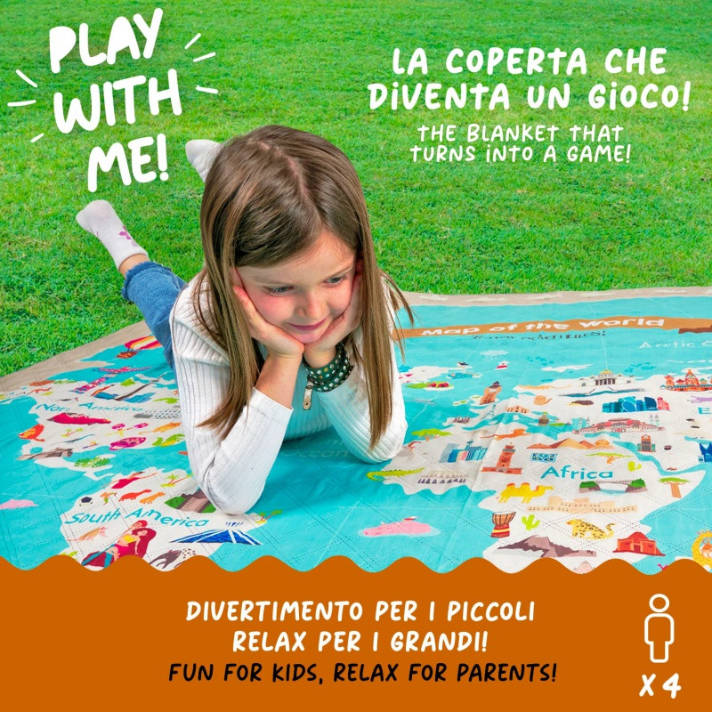 Veľká pikniková deka Perletti Travel – Mapa sveta, 200x200cm, 13152 5