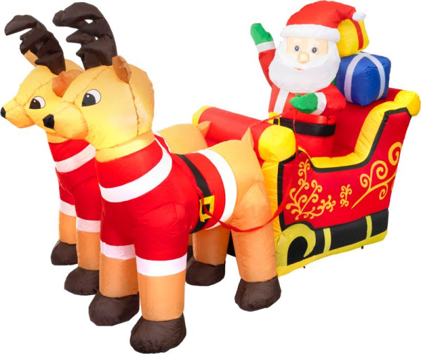 Dekorácia MagicHome Vianoce, Santa na saniach, 7xLED teplá biela, IP44, L-220 cm