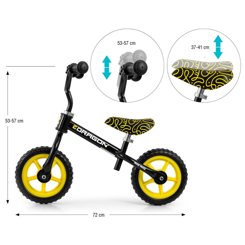 Detský balančný bicykel Milly Mally Dragon black 4