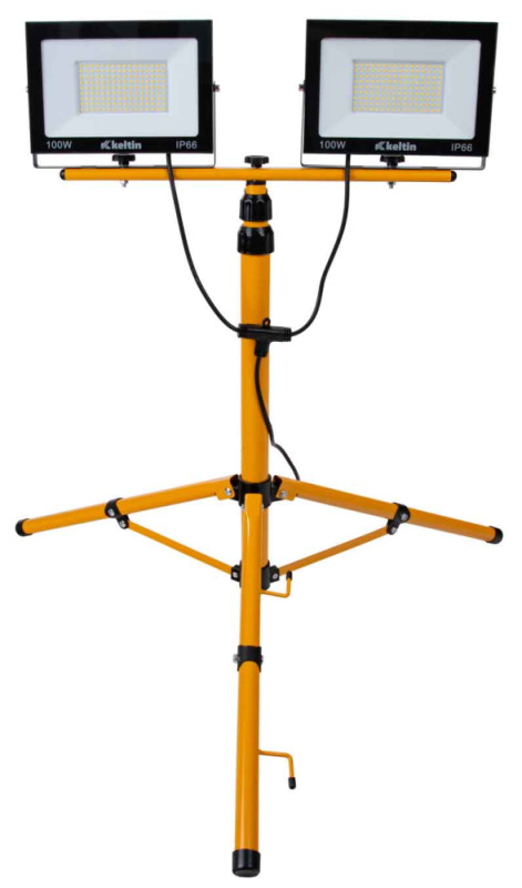 LED reflektor 2x100W s teleskopickým stojanom, studená biela 6500K, KELTIN 15