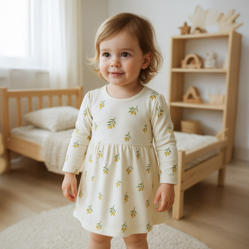 Dojčenské šaty z organickej bavlny s dlhým rukávom New Baby Olivy 56 (0-3m) 3