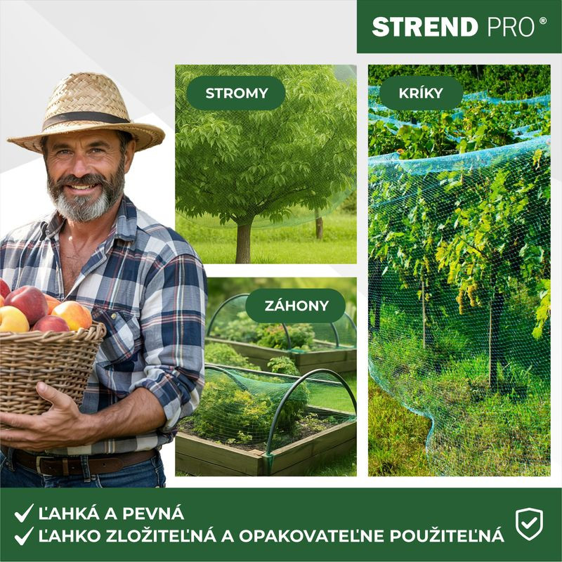 Sieť Strend Pro, 4x10 m, oko 18 mm, proti vtákom, PE 1