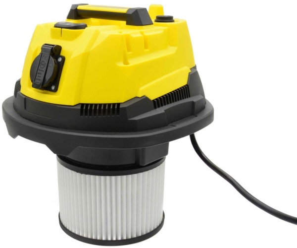 Vysávač priemyselný na sucho a na mokro 25l, so zásuvkou, s oklepom, 1800W, GEKO 18