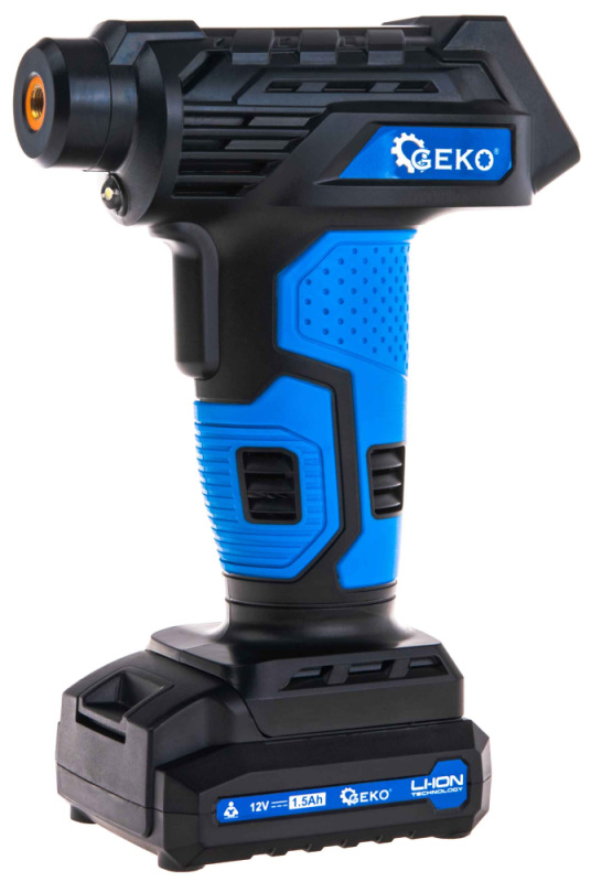 Akumulátorový kompresor 0,2-10,3 Bar, 12V, 1,5Ah batéria, 23l/min, LCD display, GEKO 1