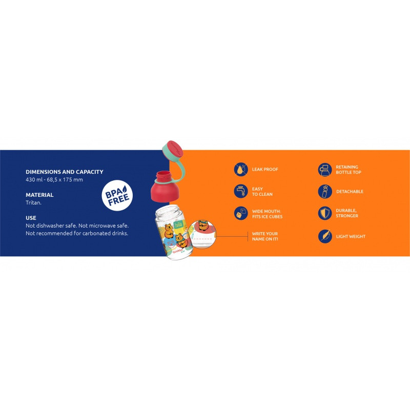 Quokka Kids Ice, Plastová fľaša s pútkom Map Of Life, 430ml, 40160 1