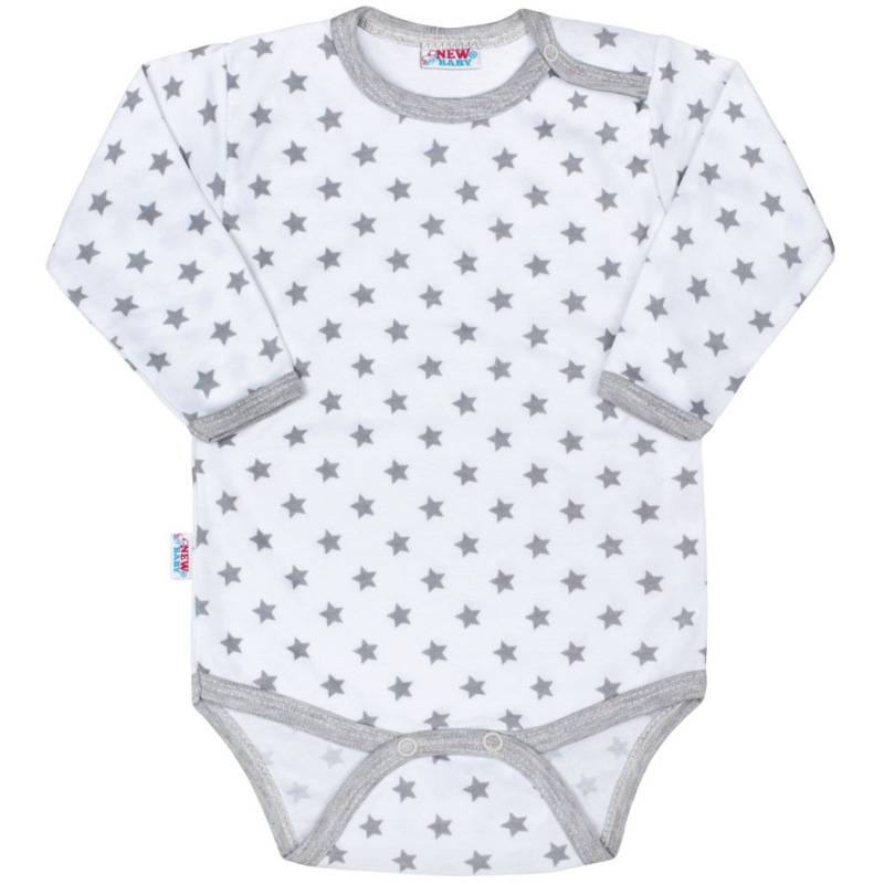 Dojčenské body New Baby Classic II sivé s hviezdičkami 80 (9-12m)