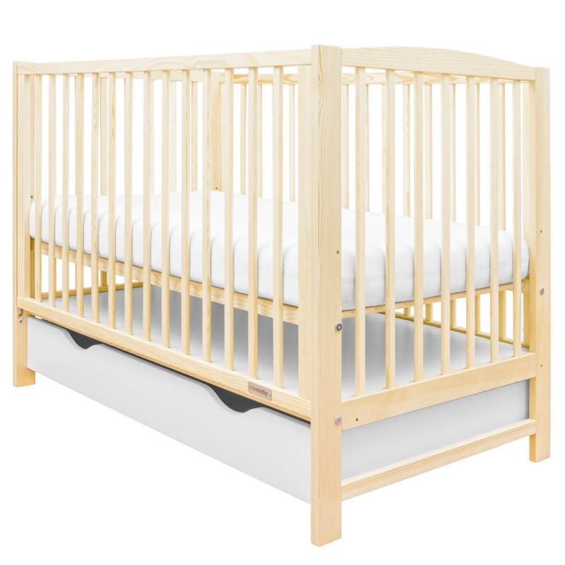 Detská postieľka New Baby LILLY so sťahovacou bočnicou a šuplíkom prírodná 1