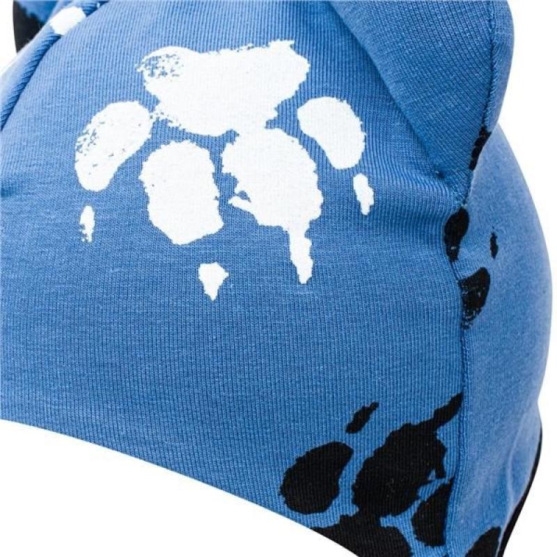 Dojčenská bavlnená čiapka s uškami New Baby Paw modrá 68 (4-6m)