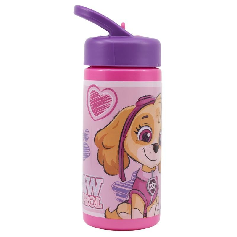 Plastová fľaša s výsuvnou slamkou PAW PATROL Skye, 410ml, 74531