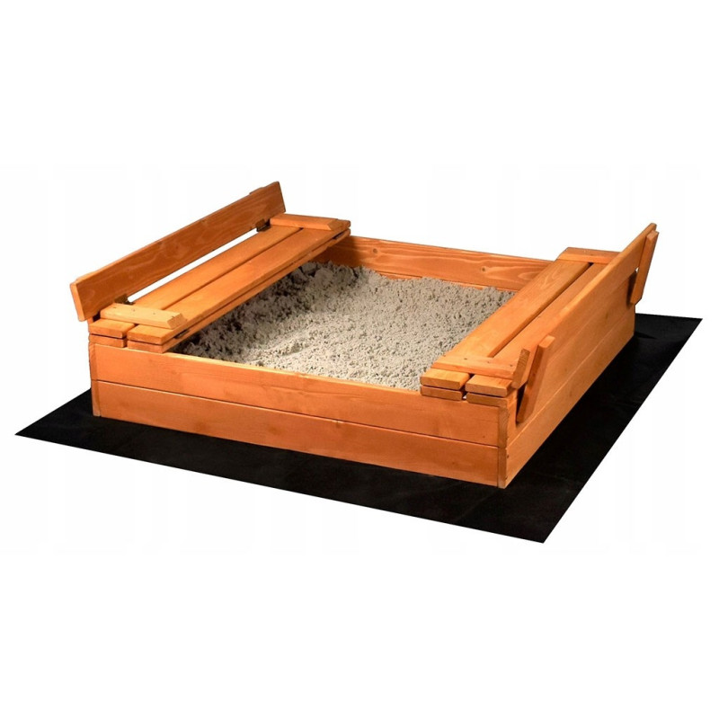Detské drevené pieskovisko s poklopom a lavičkami Baby Mix 100x100 cm 1
