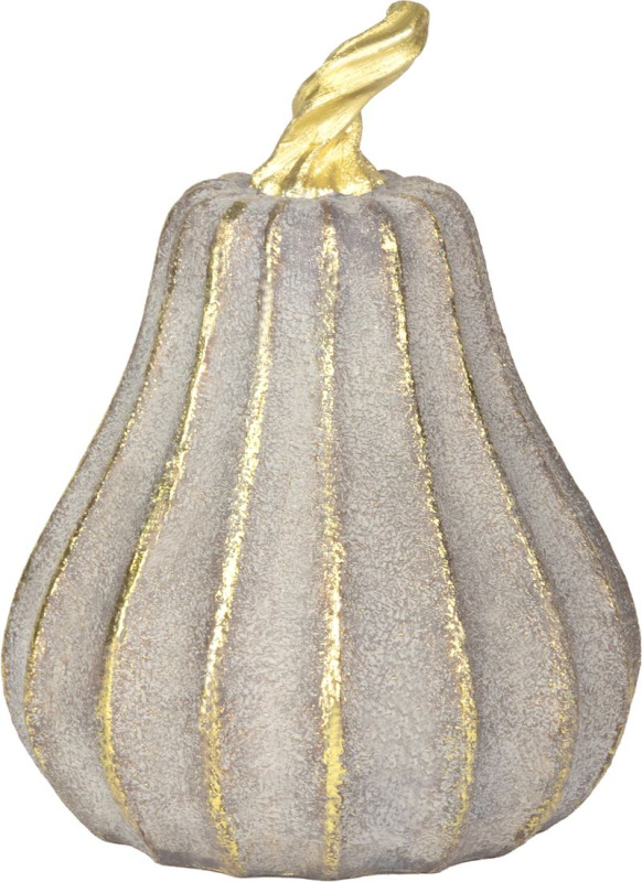 Dekorácia MagicHome Nature, tekvica, polyresin, zlato-sivá, 12,2x12,2x16,2 cm