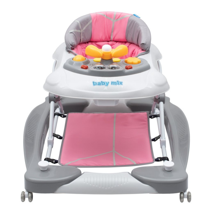 Detské chodítko s hojdačkou a sikónovými kolieskami Baby Mix ružové 1