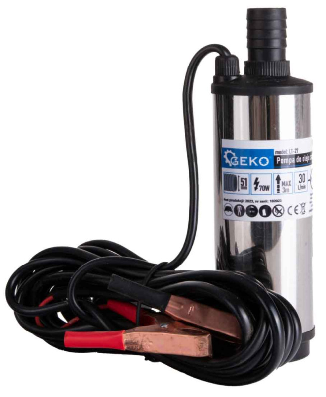 Čerpadlo na olej s 4 m hadicou a pištoľou, 12 V, priemer čerpadla 51 mm, GEKO 5