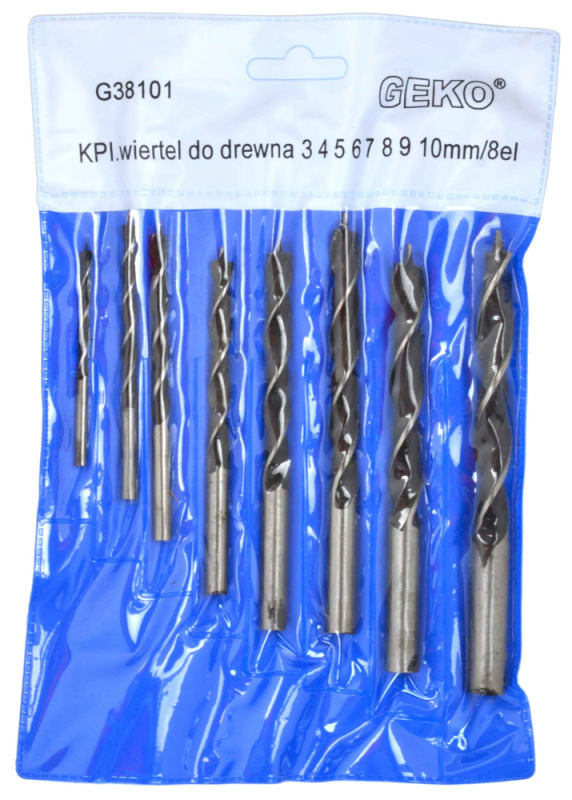 Sada vrtákov na drevo 3, 4, 5, 6, 7, 8, 9, 10 mm, 8-dielna, GEKO 2