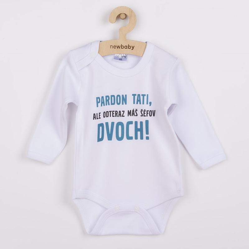 Body s potlačou New Baby Pardon tati,... máš šéfov dvoch! - darčekové balenie 80 (9-12m)