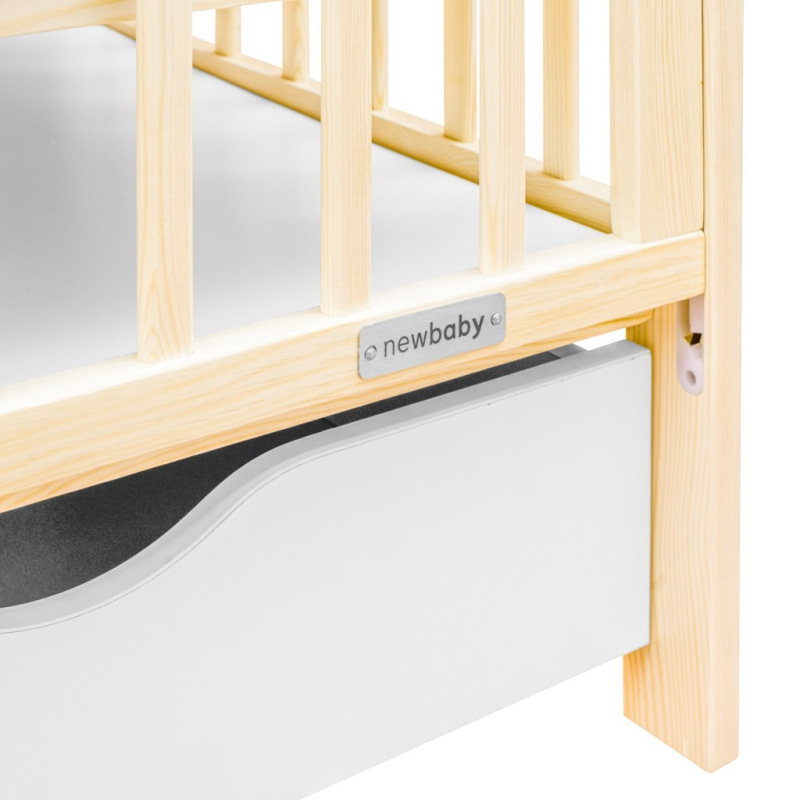 Detská postieľka New Baby LILLY so sťahovacou bočnicou a šuplíkom prírodná 4