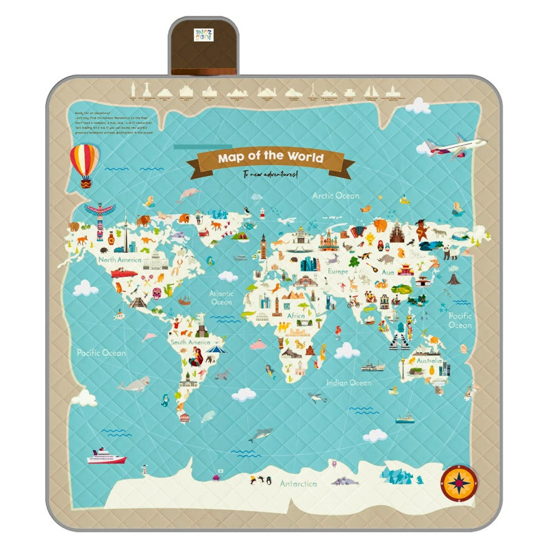 Veľká pikniková deka Perletti Travel – Mapa sveta, 200x200cm, 13152 1
