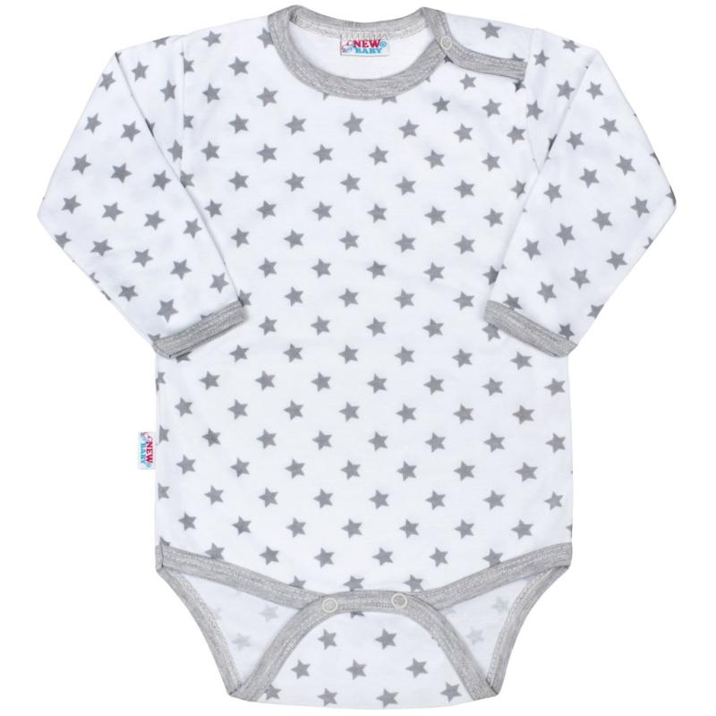 Dojčenské body New Baby Classic II sivé s hviezdičkami 80 (9-12m)