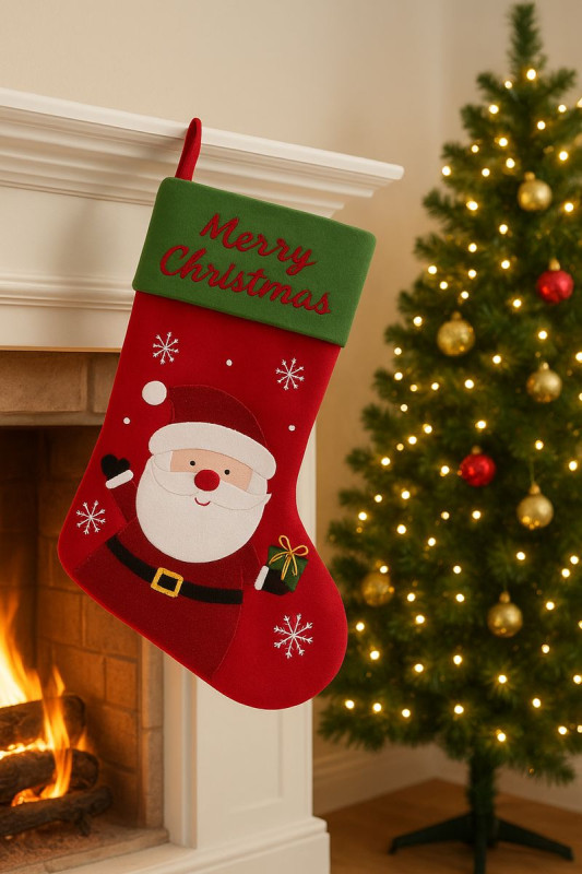 Dekorácia MagicHome Vianoce, Čižma, vzor santa, 25 x 41 cm 1