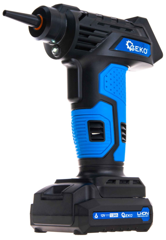 Akumulátorový kompresor 0,2-10,3 Bar, 12V, 1,5Ah batéria, 23l/min, LCD display, GEKO 10