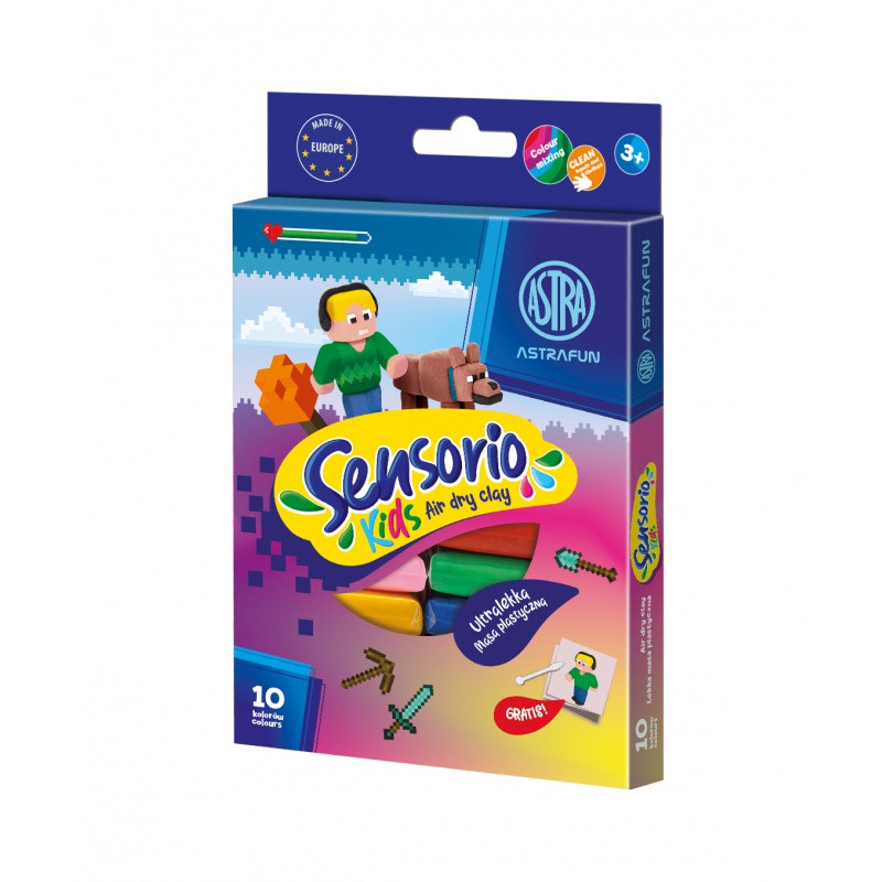 Modelovacia hmota (air dry clay) Sensorio Kids Pixel, 10 farieb, 336124021