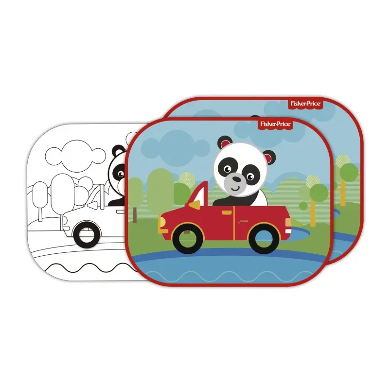 FISHER-PRICE Slnečná clona pre deti do auta + omaľovánka PANDA, FP10169