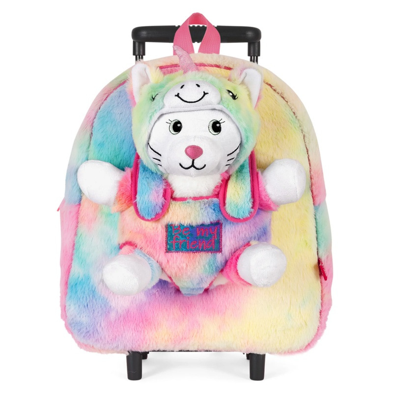 Detský batoh na kolieskach s odnímateľným plyšákom Perletti Toys Kawaii Unicorn Cat, 13090