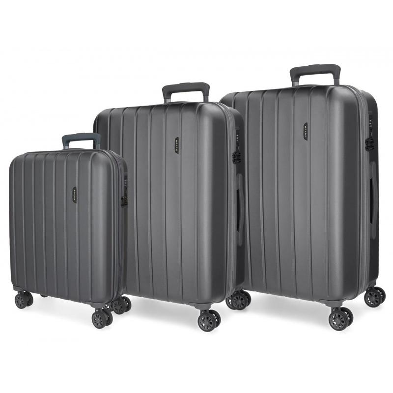 MOVOM Wood Antracite, Sada luxusných ABS cestovných kufrov, 75cm/65cm/55cm, 5318462