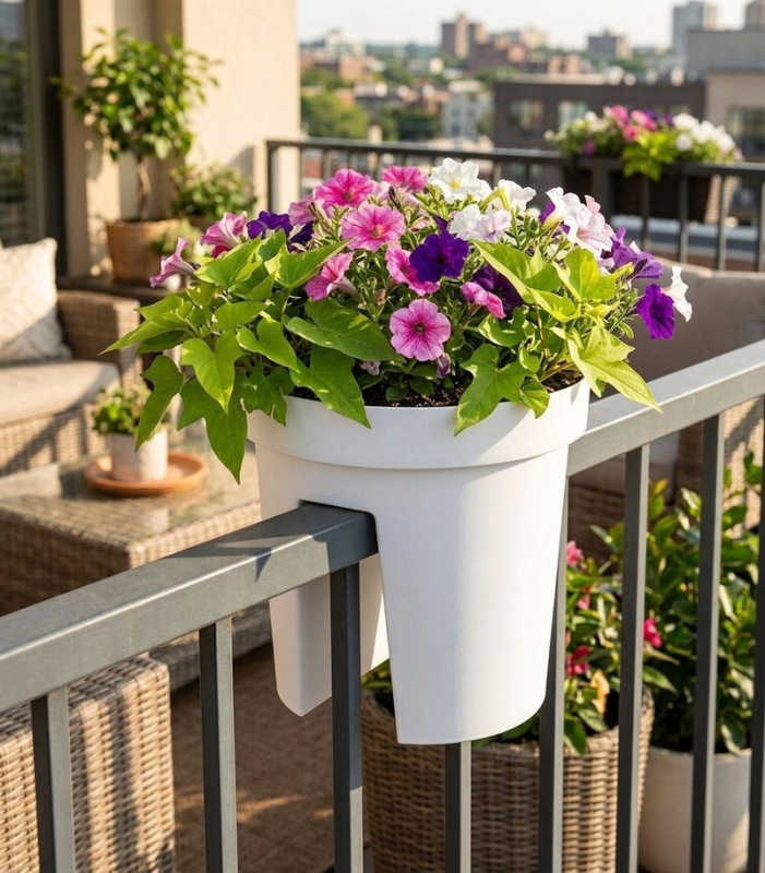 Kvetináč Strend Pro Modern Railing, na zábradlie, 25,5x28cm, biela 1