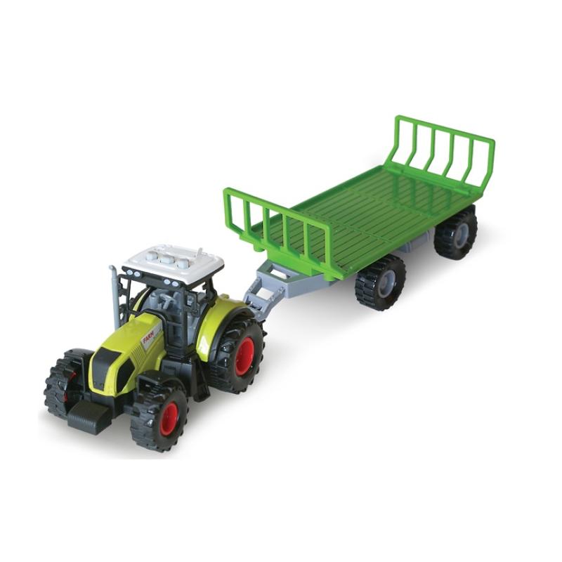 Traktor s vlečkou na valy sena so zvukom