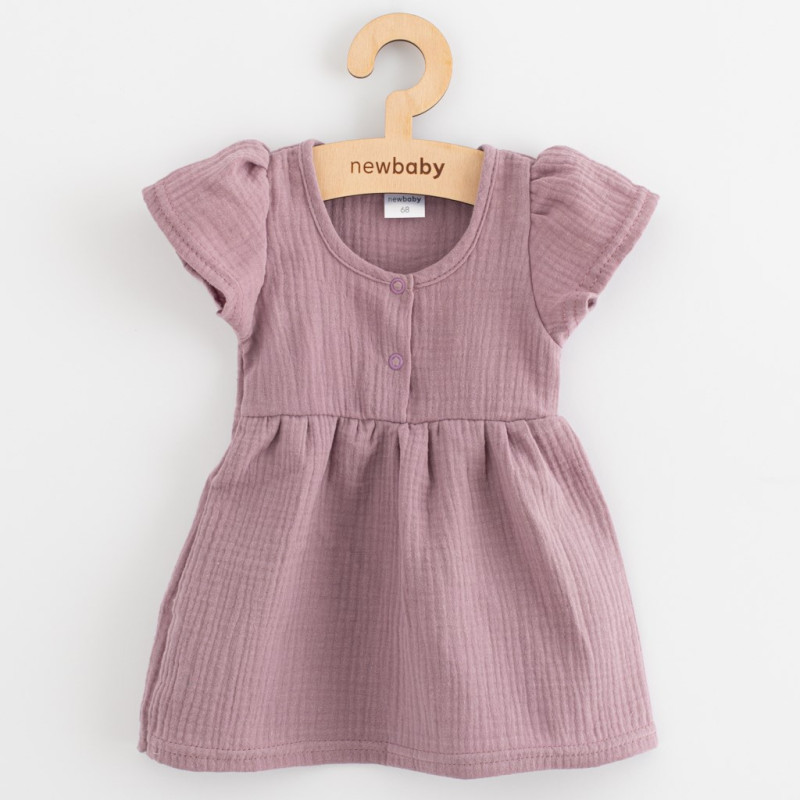 Dojčenské mušelínové šaty New Baby lavender 86 (12-18m)