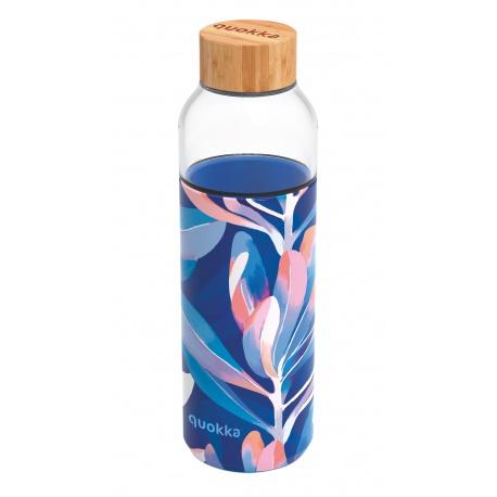 QUOKKA FLOW Sklenená fľaša so silikónovým povrchom MIDNIGHT LEAVES, 660ml, 40012