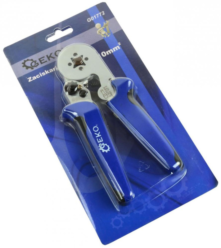 Kliešte krimpovacie-lisovacie na koncovky káblov-dutinky, 0,25-10 mm, GEKO 4