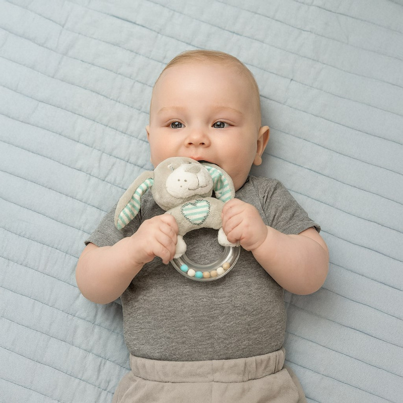 Detská plyšová hrkálka Baby Mix psík modrý 1