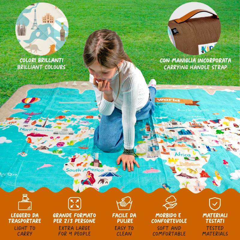 Veľká pikniková deka Perletti Travel – Mapa sveta, 200x200cm, 13152 4