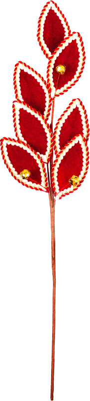 Vetvička MagicHome Vianoce, s listami, červená, 55 cm