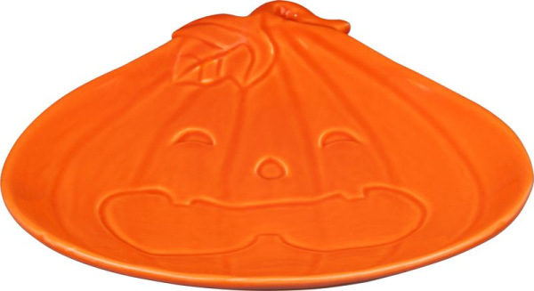 Dekorácia MagicHome Nature, tanierik v tvare tekvice, porcelán, 15,4x14,6x2,1 cm 2