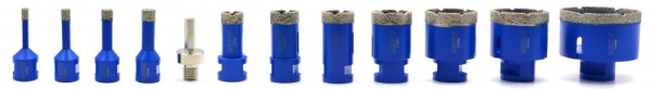 Sada diamantových koruniek, závit M14, rozmery 6,8,10,12,20,25,28,35,45,50,68 mm, GEKO 2