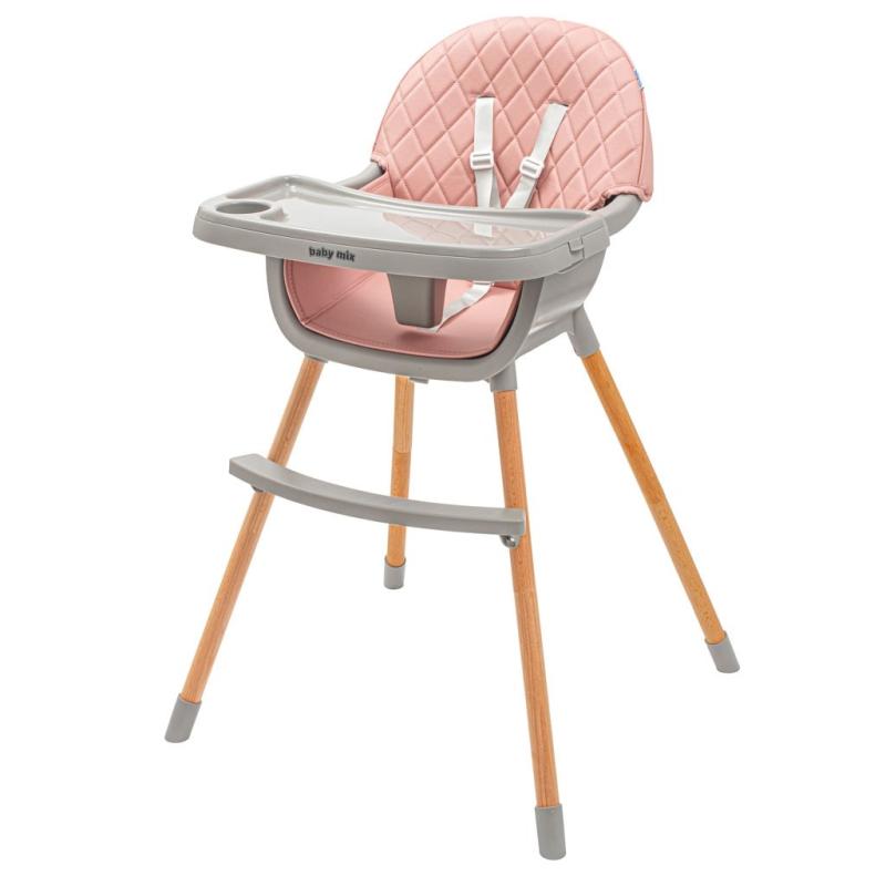 Jedálenská stolička Baby Mix Freja wooden dusty pink